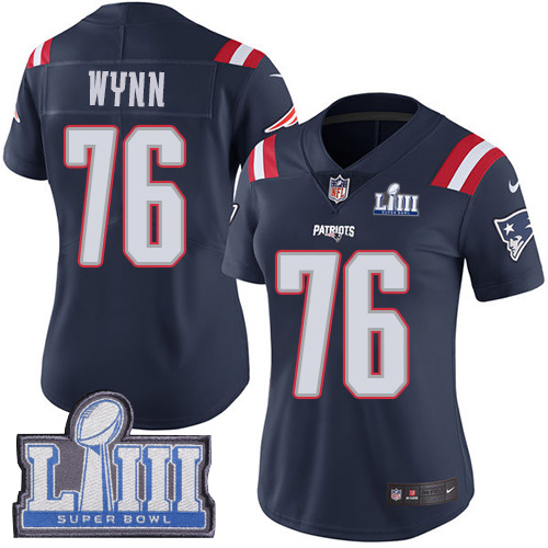 Nike Patriots #76 Isaiah Wynn Navy Blue Super Bowl LIII Bound Women's Stitched NFL Limited Rush Jersey Nike Patriots #76 Isaiah Wynn Navy Blue Super Bowl LIII Bound Women's Stitched NFL Limited Rush Jersey