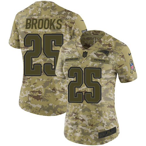 Nike Patriots #25 Terrence Brooks Camo Women's Stitched NFL Limited 2018 Salute to Service Jersey Nike Patriots #25 Terrence Brooks Camo Women's Stitched NFL Limited 2018 Salute to Service Jersey