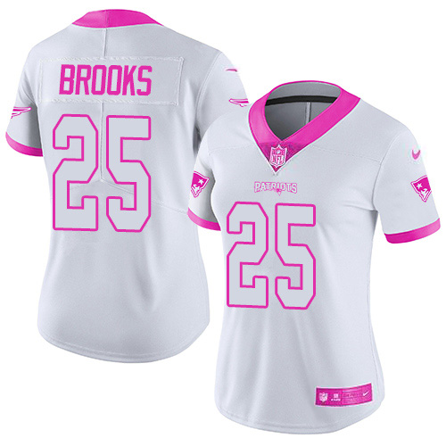 Nike Patriots #25 Terrence Brooks White/Pink Women's Stitched NFL Limited Rush Fashion Jersey Nike Patriots #25 Terrence Brooks White/Pink Women's Stitched NFL Limited Rush Fashion Jersey