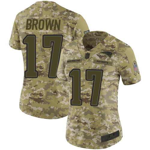 Nike Patriots #17 Antonio Brown Camo Women's Stitched NFL Limited 2018 Salute to Service Jersey Nike Patriots #17 Antonio Brown Camo Women's Stitched NFL Limited 2018 Salute to Service Jersey