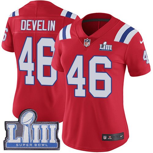 Nike Patriots #46 James Develin Red Alternate Super Bowl LIII Bound Women's Stitched NFL Vapor Untouchable Limited Jersey Nike Patriots #46 James Develin Red Alternate Super Bowl LIII Bound Women's Stitched NFL Vapor Untouchable Limited Jersey