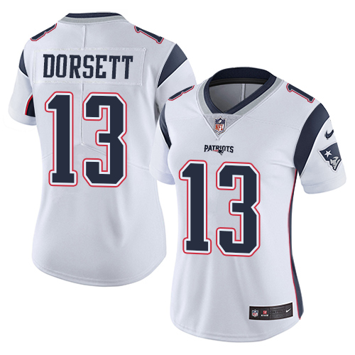 Nike Patriots #13 Phillip Dorsett White Women's Stitched NFL Vapor Untouchable Limited Jersey Nike Patriots #13 Phillip Dorsett White Women's Stitched NFL Vapor Untouchable Limited Jersey
