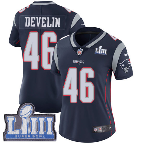 Nike Patriots #46 James Develin Navy Blue Team Color Super Bowl LIII Bound Women's Stitched NFL Vapor Untouchable Limited Jersey Nike Patriots #46 James Develin Navy Blue Team Color Super Bowl LIII Bound Women's Stitched NFL Vapor Untouchable Limited Jersey