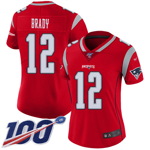 Nike Patriots #12 Tom Brady Red Women's Stitched NFL Limited Inverted Legend 100th Season Jersey Nike Patriots #12 Tom Brady Red Women's Stitched NFL Limited Inverted Legend 100th Season Jersey
