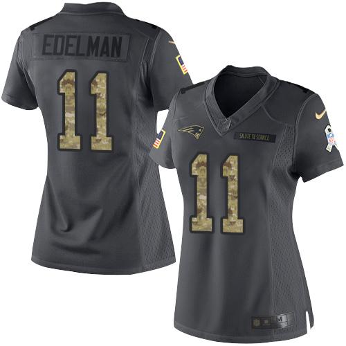 Nike Patriots #11 Julian Edelman Black Women's Stitched NFL Limited 2016 Salute to Service Jersey Nike Patriots #11 Julian Edelman Black Women's Stitched NFL Limited 2016 Salute to Service Jersey