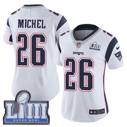 Nike Patriots #26 Sony Michel White Super Bowl LIII Bound Women's Stitched NFL Vapor Untouchable Limited Jersey Nike Patriots #26 Sony Michel White Super Bowl LIII Bound Women's Stitched NFL Vapor Untouchable Limited Jersey