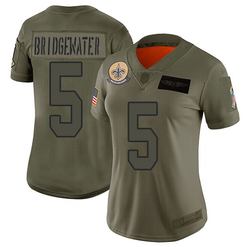 Nike Saints #5 Teddy Bridgewater Camo Women's Stitched NFL Limited 2019 Salute to Service Jersey