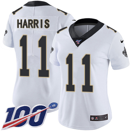 Nike Saints #11 Deonte Harris White Women's Stitched NFL 100th Season Vapor Untouchable Limited Jersey