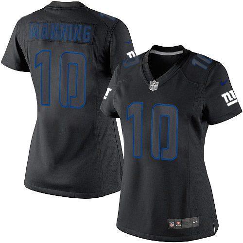 Nike Giants #10 Eli Manning Black Impact Women's Stitched NFL Limited Jersey