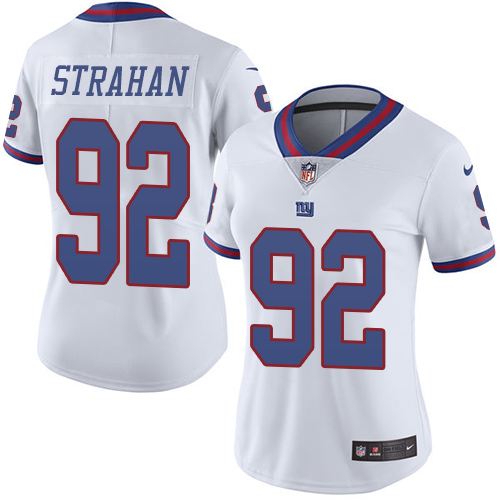 Nike Giants #92 Michael Strahan White Women's Stitched NFL Limited Rush Jersey Nike Giants #92 Michael Strahan White Women's Stitched NFL Limited Rush Jersey