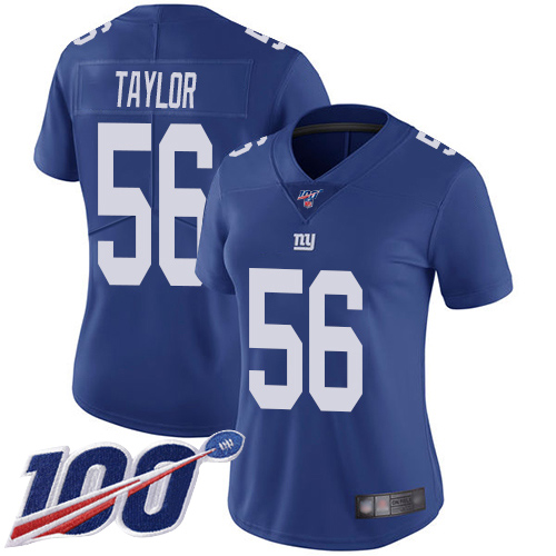 Nike Giants #56 Lawrence Taylor Royal Blue Team Color Women's Stitched NFL 100th Season Vapor Limited Jersey Nike Giants #56 Lawrence Taylor Royal Blue Team Color Women's Stitched NFL 100th Season Vapor Limited Jersey