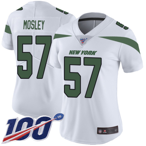 Nike Jets #57 C.J. Mosley White Women's Stitched NFL 100th Season Vapor Limited Jersey