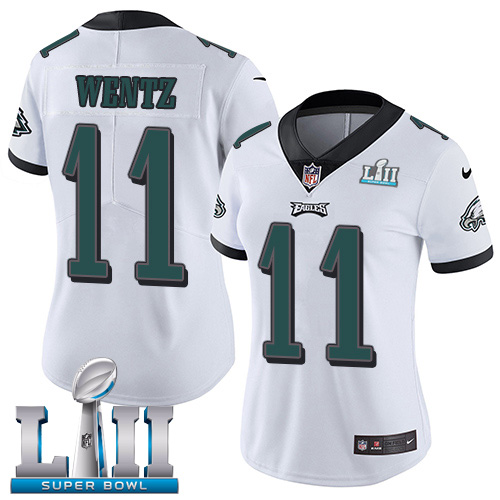 Nike Eagles #11 Carson Wentz White Super Bowl LII Women's Stitched NFL Vapor Untouchable Limited Jersey