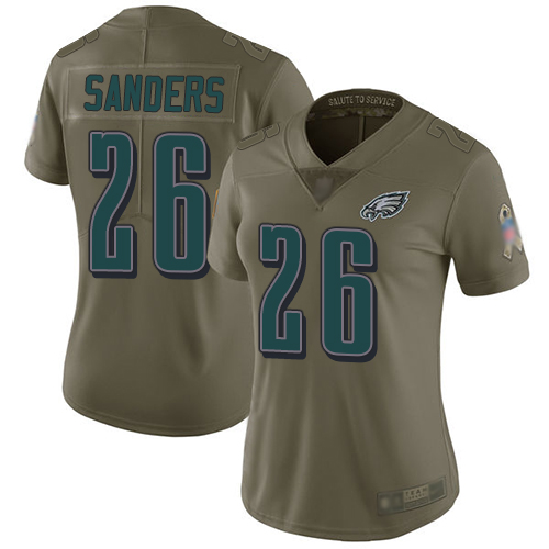 Nike Eagles #26 Miles Sanders Olive Women's Stitched NFL Limited 2017 Salute to Service Jersey