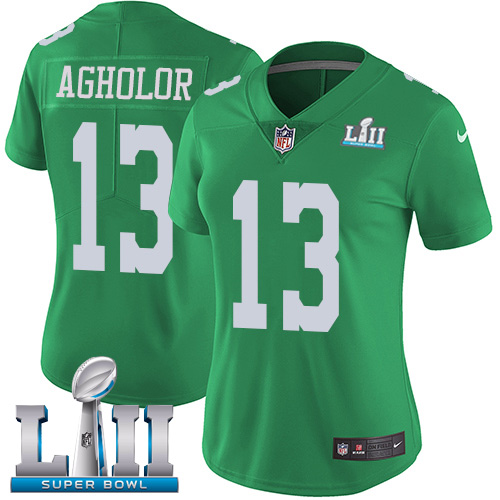 Nike Eagles #13 Nelson Agholor Green Super Bowl LII Women's Stitched NFL Limited Rush Jersey