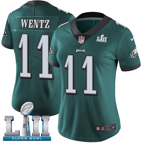 Nike Eagles #11 Carson Wentz Midnight Green Team Color Super Bowl LII Women's Stitched NFL Vapor Untouchable Limited Jersey