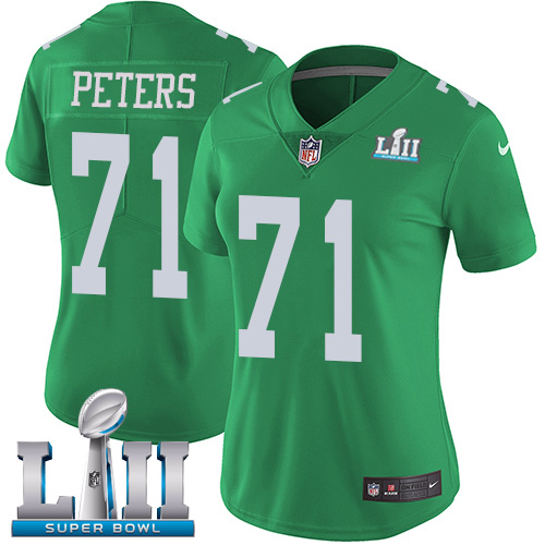 Nike Eagles #71 Jason Peters Green Super Bowl LII Women's Stitched NFL Limited Rush Jersey