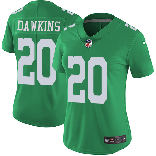 Nike Eagles #20 Brian Dawkins Green Women's Stitched NFL Limited Rush Jersey