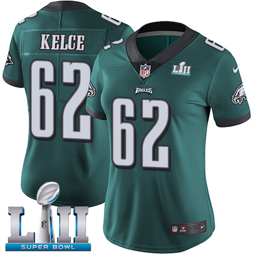 Nike Eagles #62 Jason Kelce Midnight Green Team Color Super Bowl LII Women's Stitched NFL Vapor Untouchable Limited Jersey
