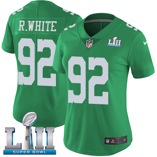 Nike Eagles #92 Reggie White Green Super Bowl LII Women's Stitched NFL Limited Rush Jersey