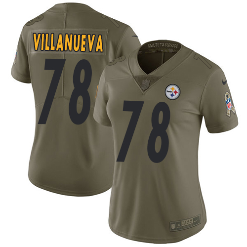 Nike Steelers #78 Alejandro Villanueva Olive Women's Stitched NFL Limited 2017 Salute to Service Jersey