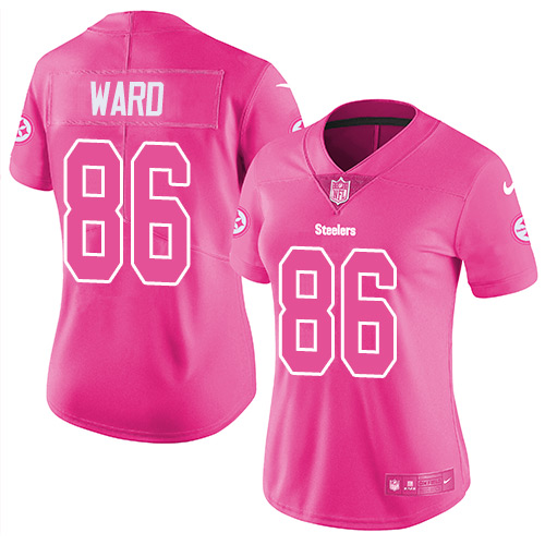 Nike Steelers #86 Hines Ward Pink Women's Stitched NFL Limited Rush Fashion Jersey