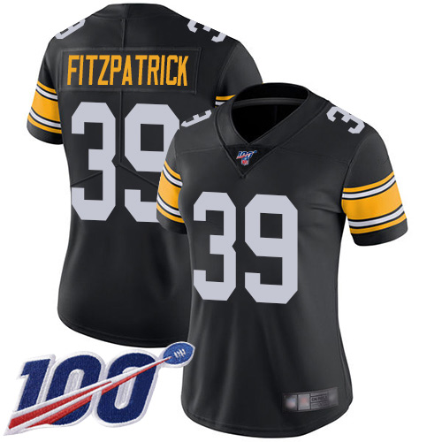 Nike Steelers #39 Minkah Fitzpatrick Black Alternate Women's Stitched NFL 100th Season Vapor Limited Jersey