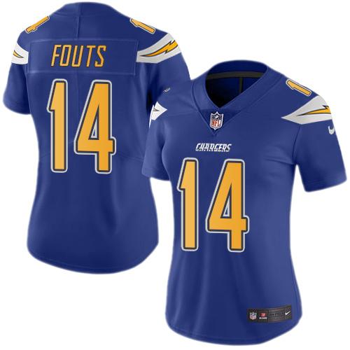 Nike Chargers #14 Dan Fouts Electric Blue Women's Stitched NFL Limited Rush Jersey