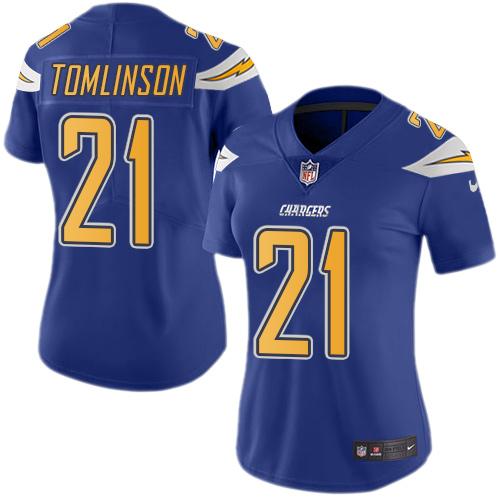 Nike Chargers #21 LaDainian Tomlinson Electric Blue Women's Stitched NFL Limited Rush Jersey