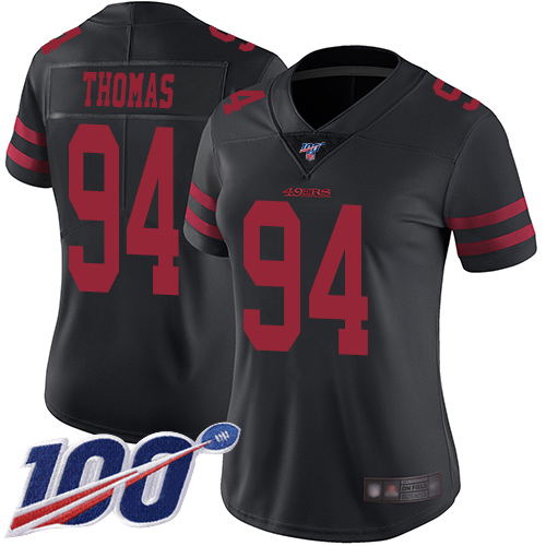 Nike 49ers #94 Solomon Thomas Black Alternate Women's Stitched NFL 100th Season Vapor Limited Jersey Nike 49ers #94 Solomon Thomas Black Alternate Women's Stitched NFL 100th Season Vapor Limited Jersey
