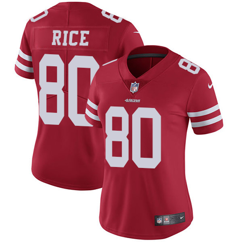 Nike 49ers #80 Jerry Rice Red Team Color Women's Stitched NFL Vapor Untouchable Limited Jersey Nike 49ers #80 Jerry Rice Red Team Color Women's Stitched NFL Vapor Untouchable Limited Jersey