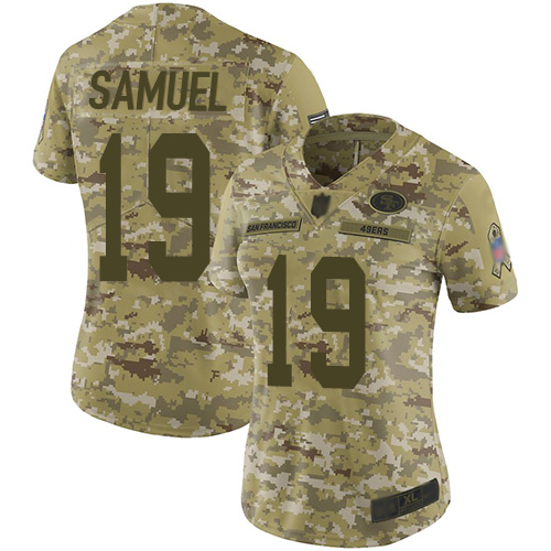 Nike 49ers #19 Deebo Samuel Camo Women's Stitched NFL Limited 2018 Salute to Service Jersey Nike 49ers #19 Deebo Samuel Camo Women's Stitched NFL Limited 2018 Salute to Service Jersey