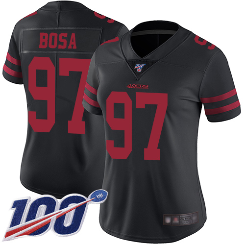 Nike 49ers #97 Nick Bosa Black Alternate Women's Stitched NFL 100th Season Vapor Limited Jersey Nike 49ers #97 Nick Bosa Black Alternate Women's Stitched NFL 100th Season Vapor Limited Jersey