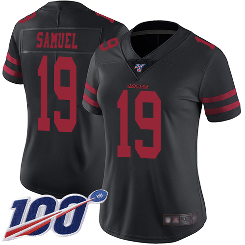 Nike 49ers #19 Deebo Samuel Black Alternate Women's Stitched NFL 100th Season Vapor Limited Jersey Nike 49ers #19 Deebo Samuel Black Alternate Women's Stitched NFL 100th Season Vapor Limited Jersey