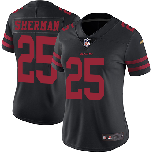 Nike 49ers #25 Richard Sherman Black Alternate Women's Stitched NFL Vapor Untouchable Limited Jersey Nike 49ers #25 Richard Sherman Black Alternate Women's Stitched NFL Vapor Untouchable Limited Jersey