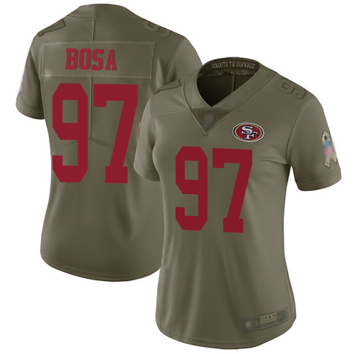 Nike 49ers #97 Nick Bosa Olive Women's Stitched NFL Limited 2017 Salute to Service Jersey Nike 49ers #97 Nick Bosa Olive Women's Stitched NFL Limited 2017 Salute to Service Jersey