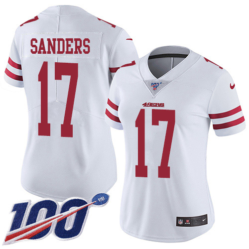 Nike 49ers #17 Emmanuel Sanders White Women's Stitched NFL 100th Season Vapor Limited Jersey Nike 49ers #17 Emmanuel Sanders White Women's Stitched NFL 100th Season Vapor Limited Jersey