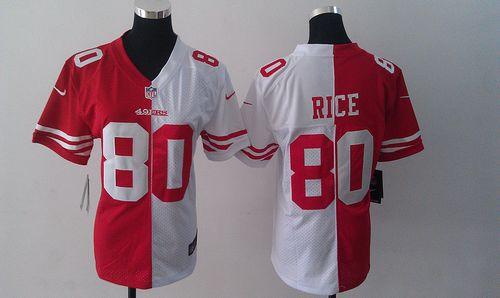 Nike 49ers #80 Jerry Rice Red/White Women's Stitched NFL Elite Split Jersey Nike 49ers #80 Jerry Rice Red/White Women's Stitched NFL Elite Split Jersey