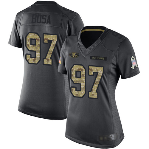 Nike 49ers #97 Nick Bosa Black Women's Stitched NFL Limited 2016 Salute to Service Jersey Nike 49ers #97 Nick Bosa Black Women's Stitched NFL Limited 2016 Salute to Service Jersey