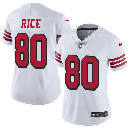 Nike 49ers #80 Jerry Rice White Rush Women's Stitched NFL Vapor Untouchable Limited Jersey Nike 49ers #80 Jerry Rice White Rush Women's Stitched NFL Vapor Untouchable Limited Jersey