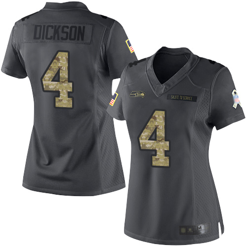 Nike Seahawks #4 Michael Dickson Black Women's Stitched NFL Limited 2016 Salute to Service Jersey