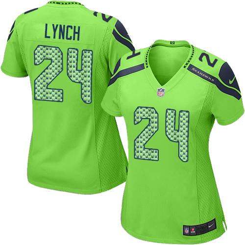 Nike Seahawks #24 Marshawn Lynch Green Women's Stitched NFL Elite Jersey