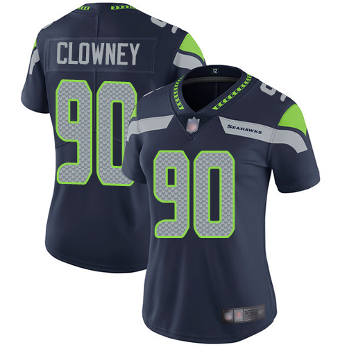 Nike Seahawks #90 Jadeveon Clowney Steel Blue Team Color Women's Stitched NFL Vapor Untouchable Limited Jersey
