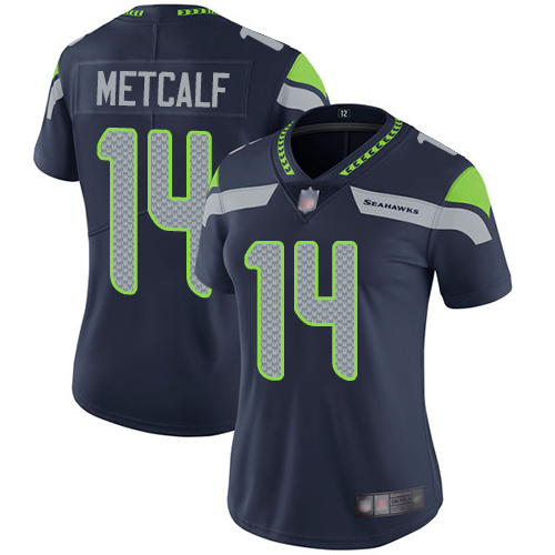 Nike Seahawks #14 D.K. Metcalf Steel Blue Team Color Women's Stitched NFL Vapor Untouchable Limited Jersey