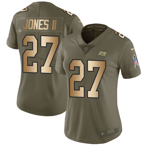 Nike Buccaneers #27 Ronald Jones II Olive/Gold Women's Stitched NFL Limited 2017 Salute to Service Jersey Nike Buccaneers #27 Ronald Jones II Olive/Gold Women's Stitched NFL Limited 2017 Salute to Service Jersey