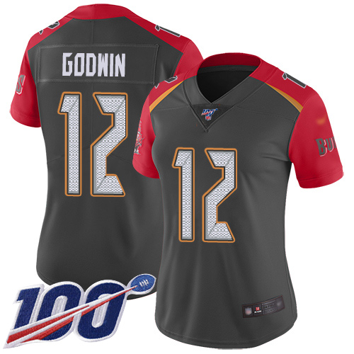 Nike Buccaneers #12 Chris Godwin Gray Women's Stitched NFL Limited Inverted Legend 100th Season Jersey Nike Buccaneers #12 Chris Godwin Gray Women's Stitched NFL Limited Inverted Legend 100th Season Jersey