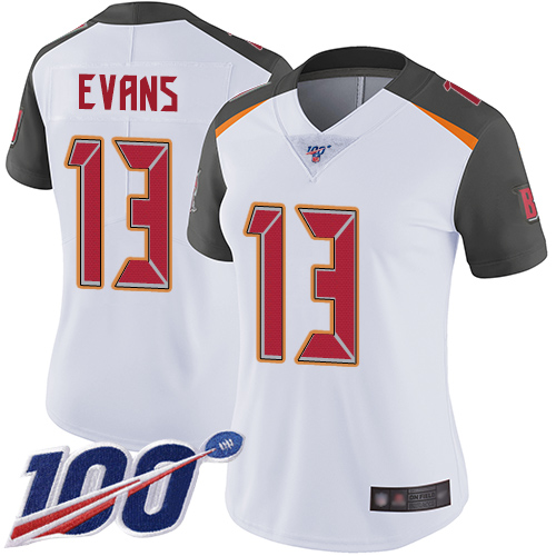 Nike Buccaneers #13 Mike Evans White Women's Stitched NFL 100th Season Vapor Limited Jersey Nike Buccaneers #13 Mike Evans White Women's Stitched NFL 100th Season Vapor Limited Jersey