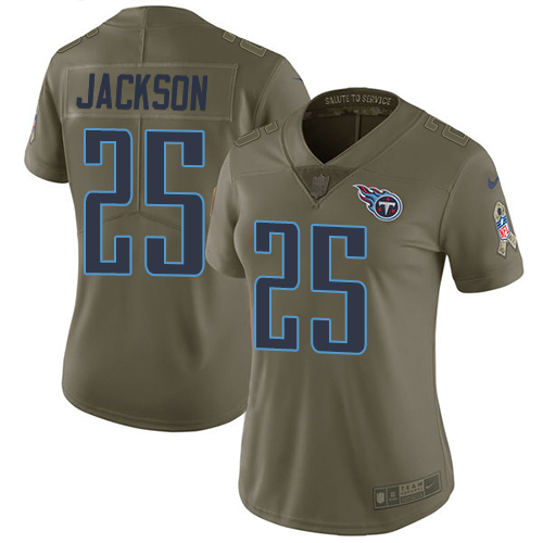 Nike Titans #25 Adoree' Jackson Olive Women's Stitched NFL Limited 2017 Salute to Service Jersey