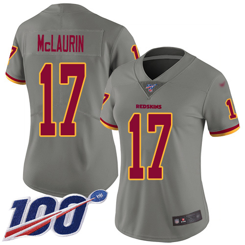 Nike Redskins #17 Terry McLaurin Gray Women's Stitched NFL Limited Inverted Legend 100th Season Jersey