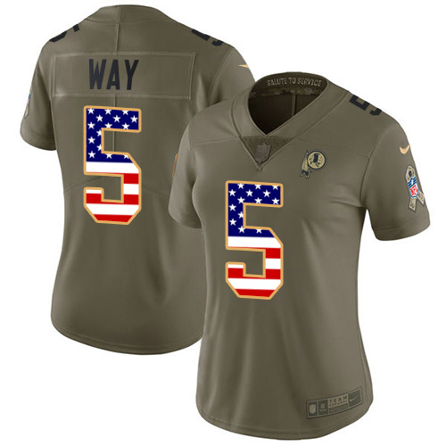 Nike Redskins #5 Tress Way Olive/USA Flag Women's Stitched NFL Limited 2017 Salute To Service Jersey